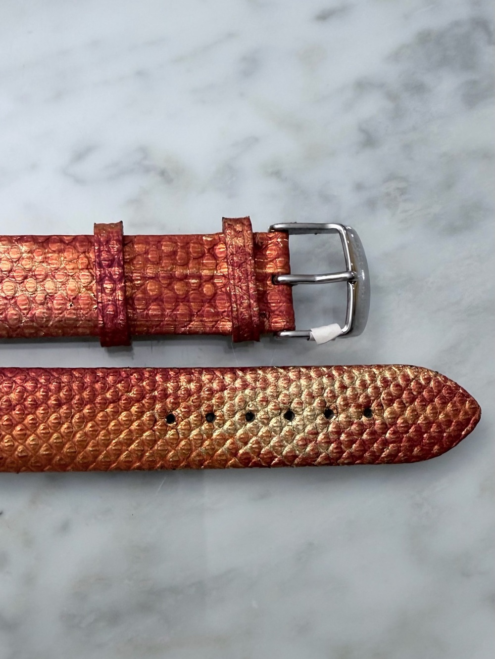 New Phillip Stein Karung Italy Watch Band RED ORANGE gold gradient 18mm exotic
